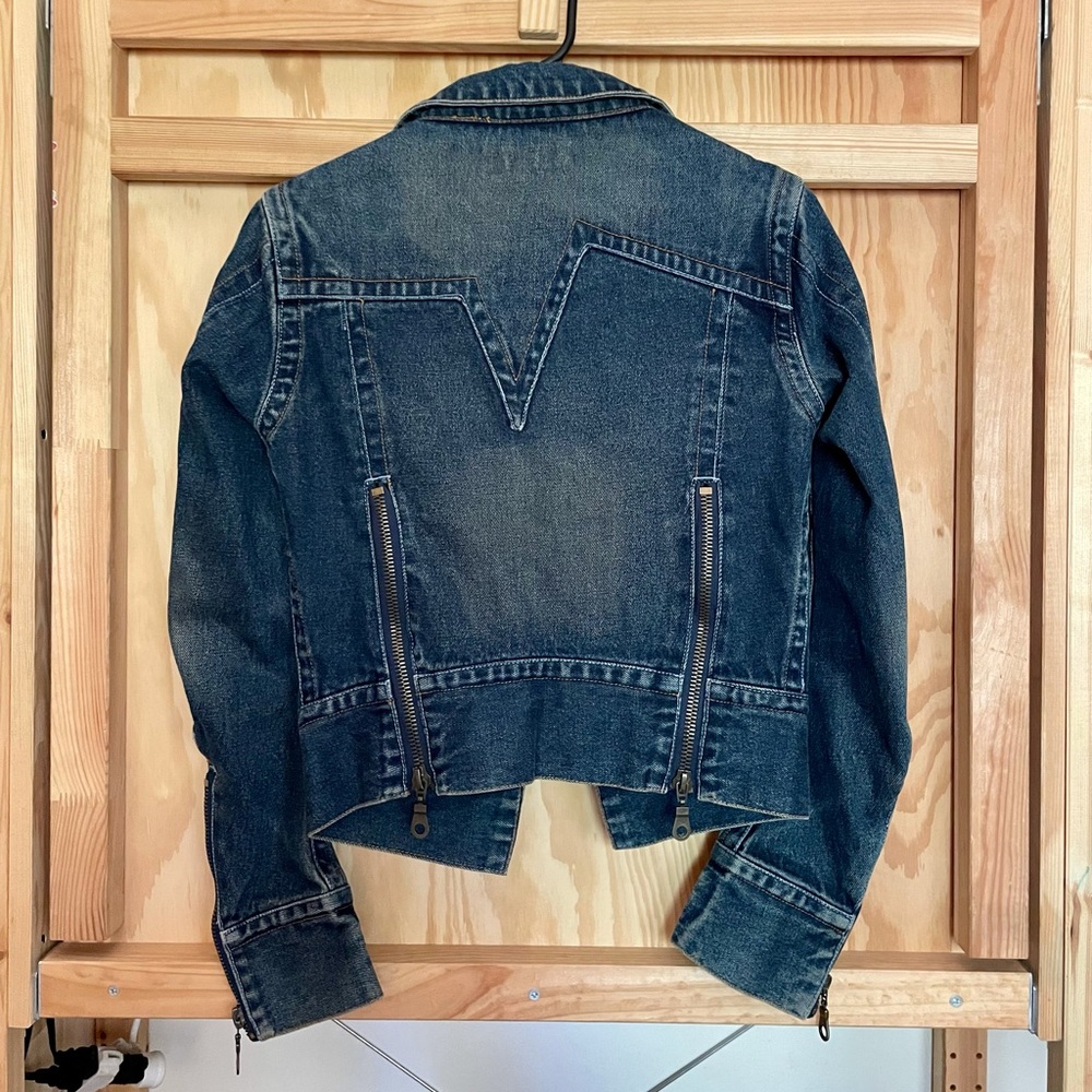 Vigoss Women's Dark Blue Denim Zip-Front Jacket - Picture 2 of 4